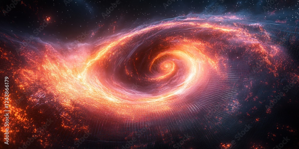 Cosmic Vortex: A fiery spiral in the vast expanse of space Cosmic Vortex: A fiery spiral in the vast expanse of space