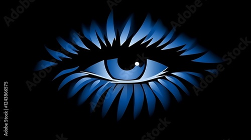 Abstract Blue Eye with Flamboyant Lashes Design