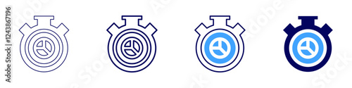 Timer enhancement icon in 4 different styles. Thin Line, Line, Bold, and Bold Line. Duotone style. Editable stroke