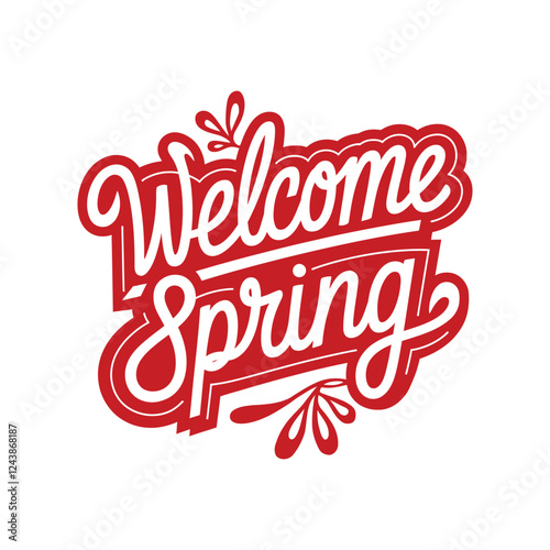 Hello Spring hand written lettering words.