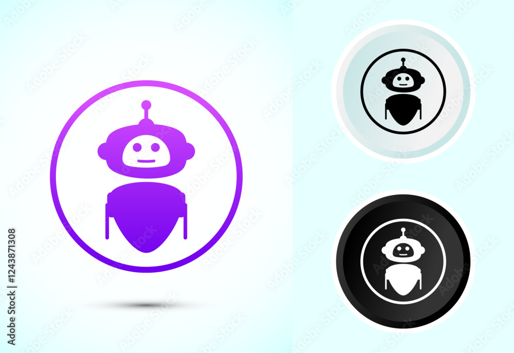 AI assistant icon design illustration. Digital or virtual assistant sign, Robot icon AI assistant icon design illustration. Digital or virtual assistant sign, Robot icon