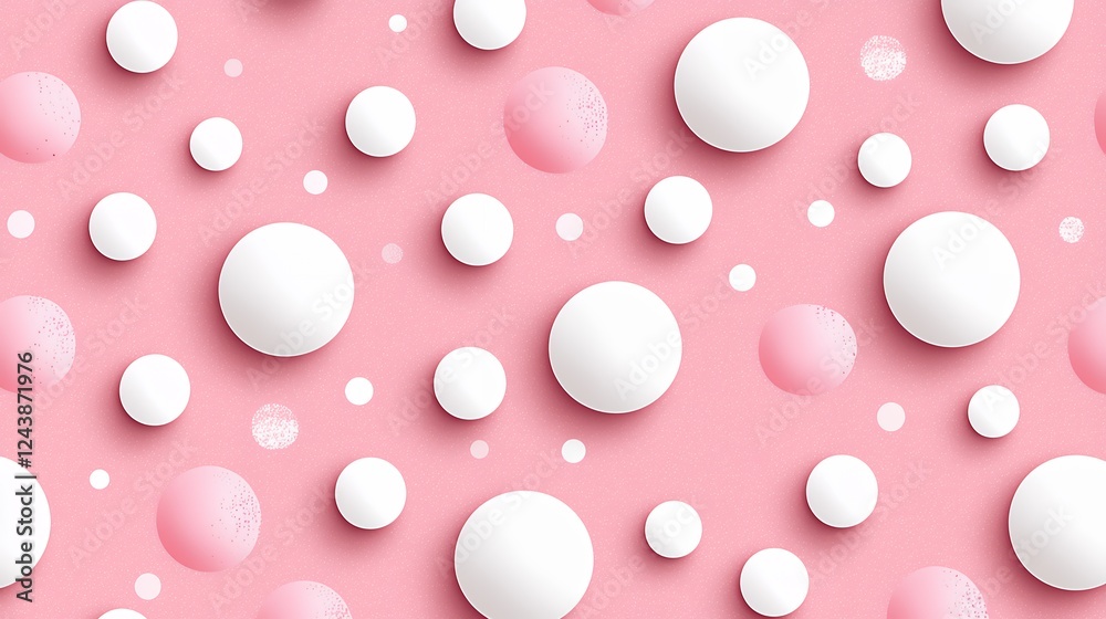 Pink Background with White Circles Seamless Pattern Pink Background with White Circles Seamless Pattern