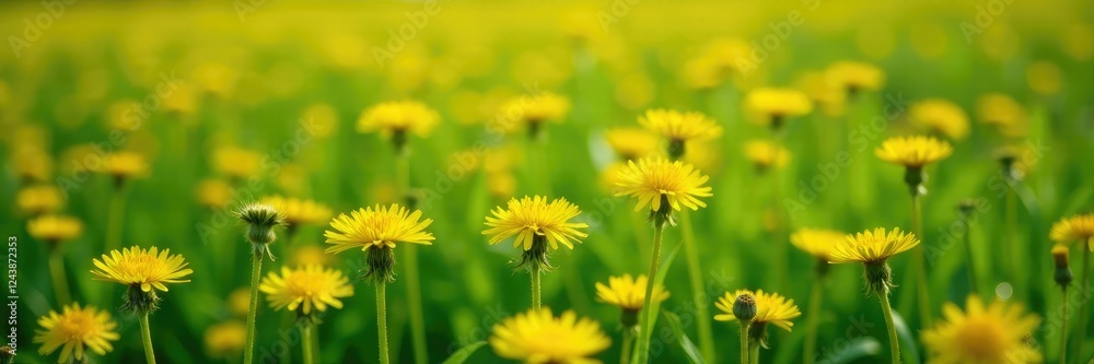 A scattering of tiny yellow wildflower clusters, fields, dandelions A scattering of tiny yellow wildflower clusters, fields, dandelions