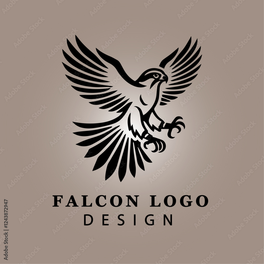 Fototapeta premium Dynamic Eagle Silhouette Logo Design with Circular Frame, Representing Strength and Freedom, Perfect for Branding and Graphic Design Projects 