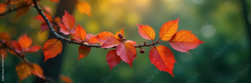 Obraz premium Copperleaf plant with colorful leaves on tree branch, tree branches, copperleaf