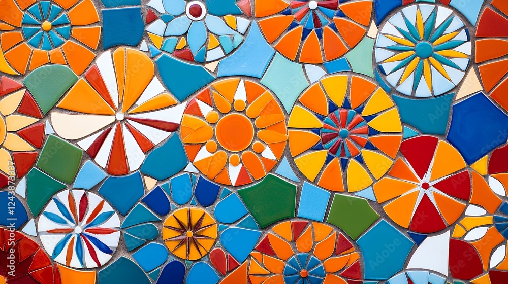 Vibrant Circular Mosaic Tile Pattern Background Vibrant Circular Mosaic Tile Pattern Background