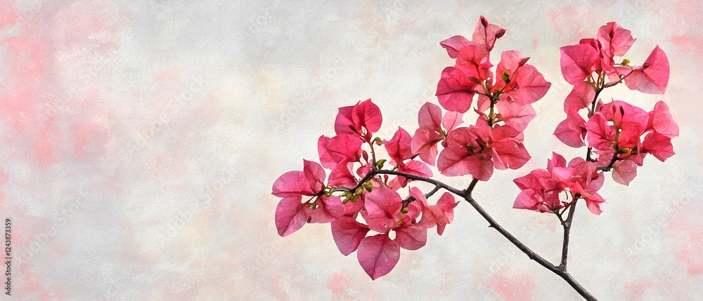 Naklejka premium A pink flower is on a branch