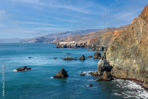 The Pacific Coast seen from the Point Bonita lighthouse photo