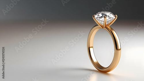 Elegant gold ring featuring a stunning diamond, perfect for capturing moments of love and commitment. photo