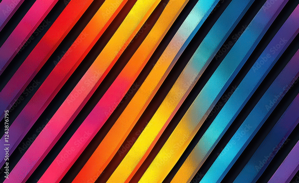 Obraz premium Seamless vibrant diagonal gradient stripes pattern with colorful glossy texture 