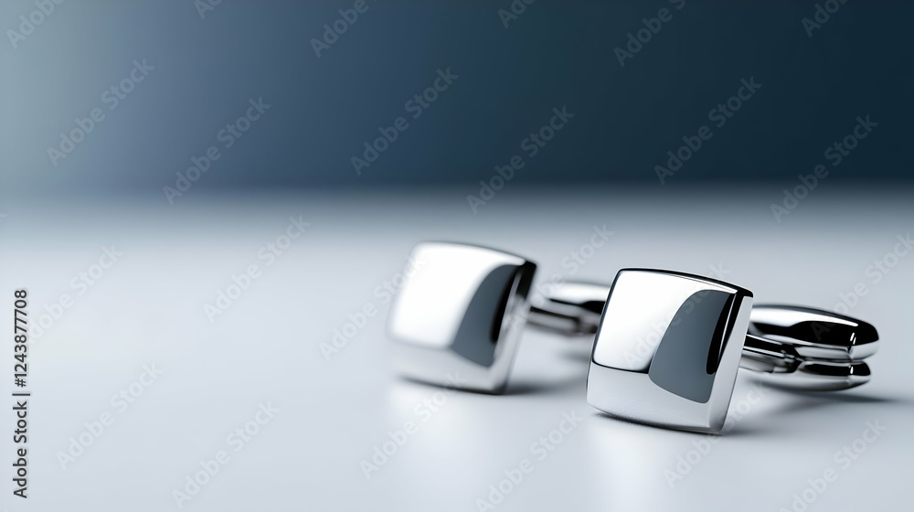 Elegant silver cufflinks showcased on a smooth surface, enhancing style and sophistication for any outfit. Elegant silver cufflinks showcased on a smooth surface, enhancing style and sophistication for any outfit.