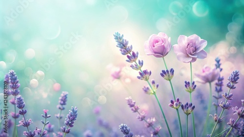Pastel Roses and Lavender in a Dreamy Garden Setting
