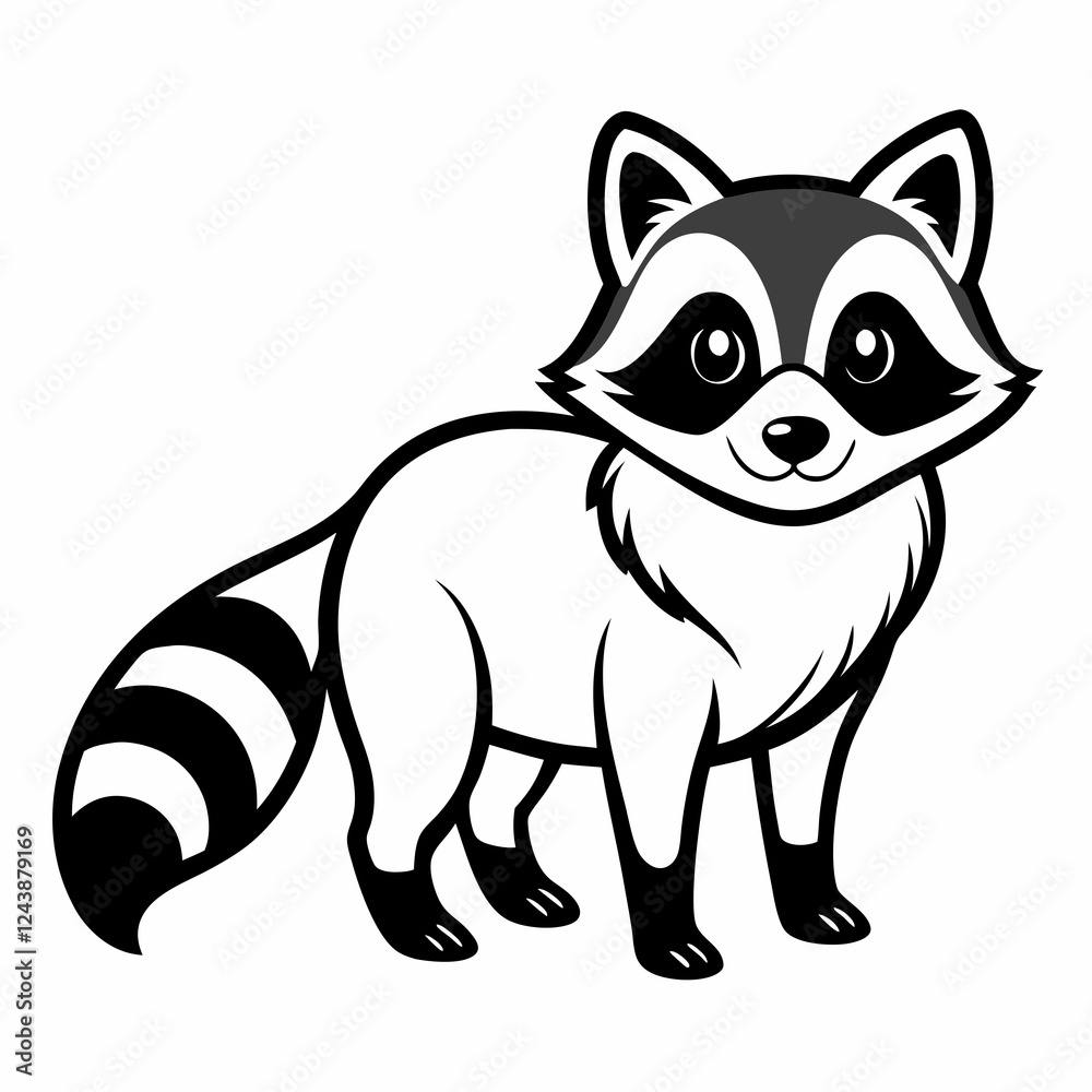 Obraz premium Simple a Raccoon line art vector white background