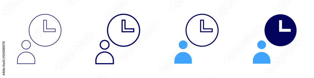 Timer mechanism icon in 4 different styles. Thin Line, Line, Bold, and Bold Line. Duotone style. Editable stroke