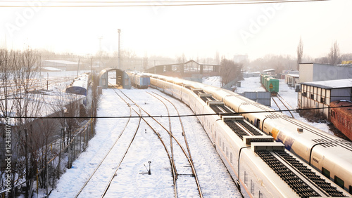railway bridge in winter