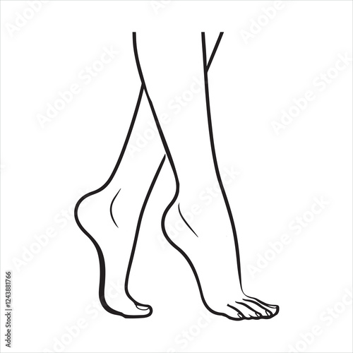 thin line female foot silhouette on white background

