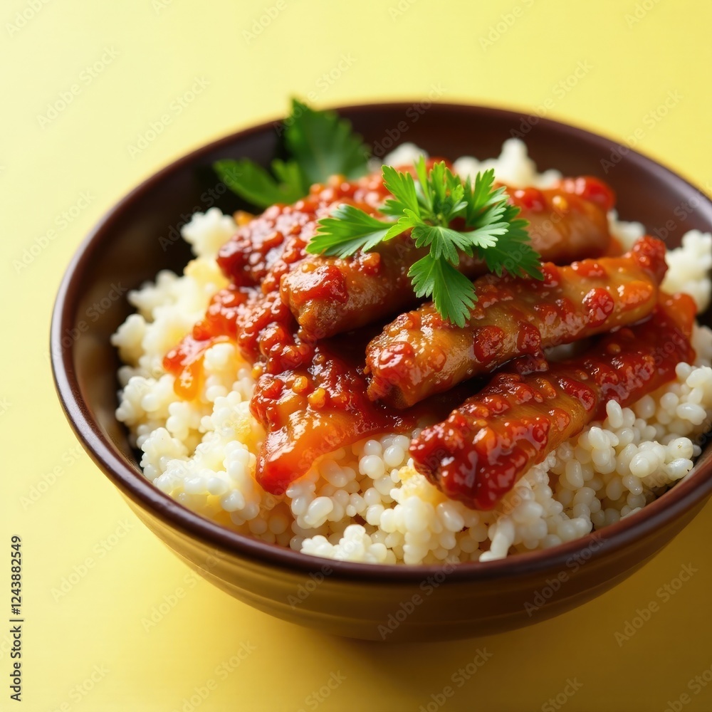 Spicy fermented rice bowl with grilled marinated meat, healthyliving, spicymeal, koreanfood Spicy fermented rice bowl with grilled marinated meat, healthyliving, spicymeal, koreanfood