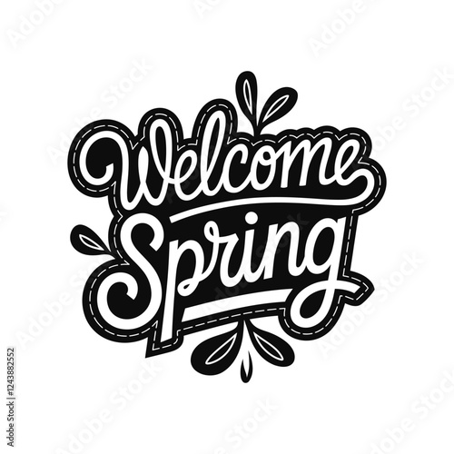 Spring greeting typography with fresh bloom flowers