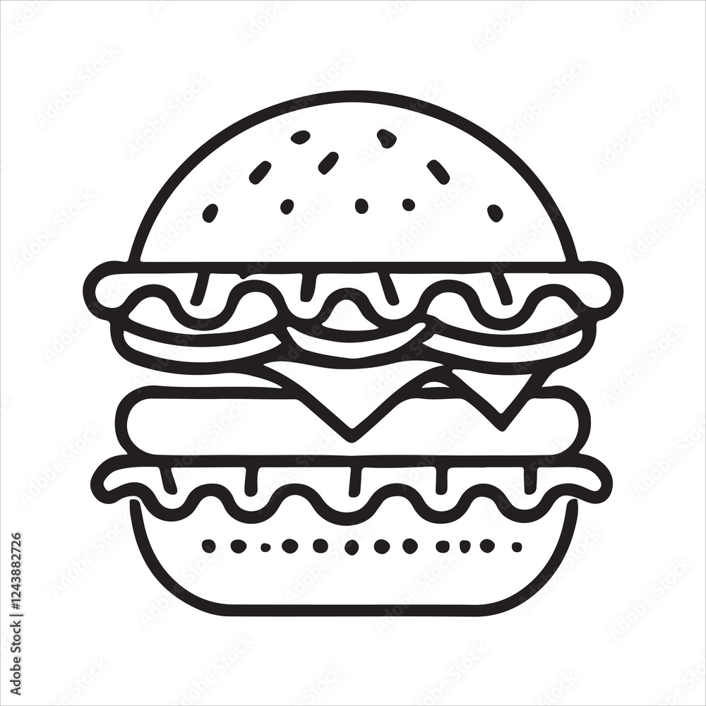 thin line Burger silhouette on white background
thin line Burger silhouette on white background