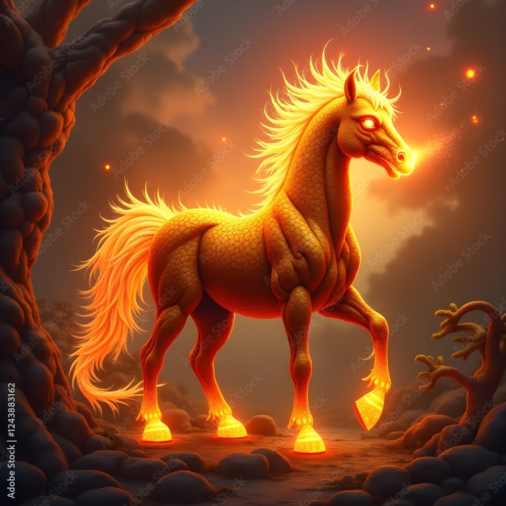 Fototapeta premium red horse in the night