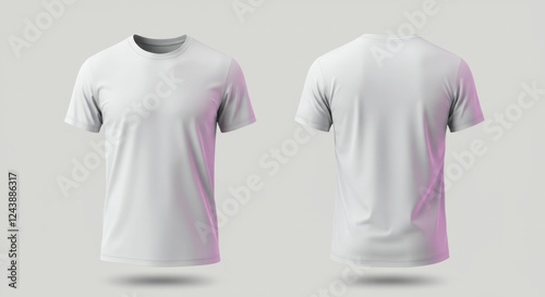 Blank White Mens T-Shirt Mockup Front and Back View for Design Presentation,  Perfect for showcasing your artwork or brand logo on a high-quality realistic tee shirt