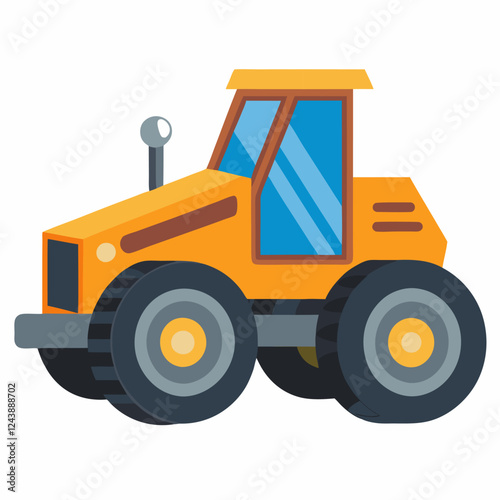 transport yellow backhoe loader machine. Construction service .Machinery, building work concept. Suitable for children's books, sticker,t shirt design, mascot, logo. Children's picture. Vector.