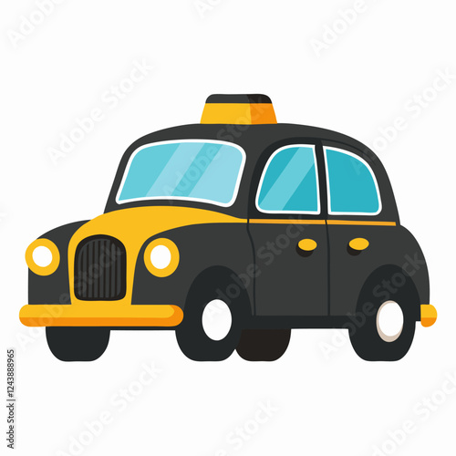 Cartoon transport taxi England isolated on white background .Taxi London service public and city . Suitable for children's books, sticker, mascot, logo. Children's picture. Vector illustration.