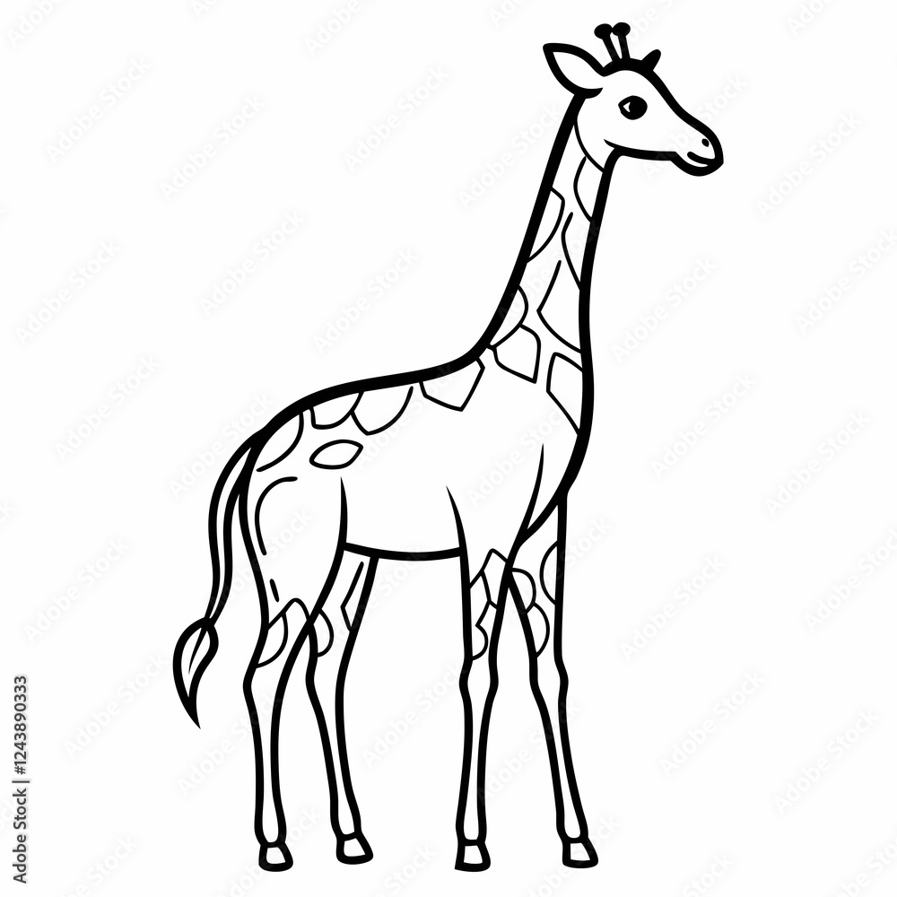 Fototapeta premium Simple a Giraffe line art vector design white background