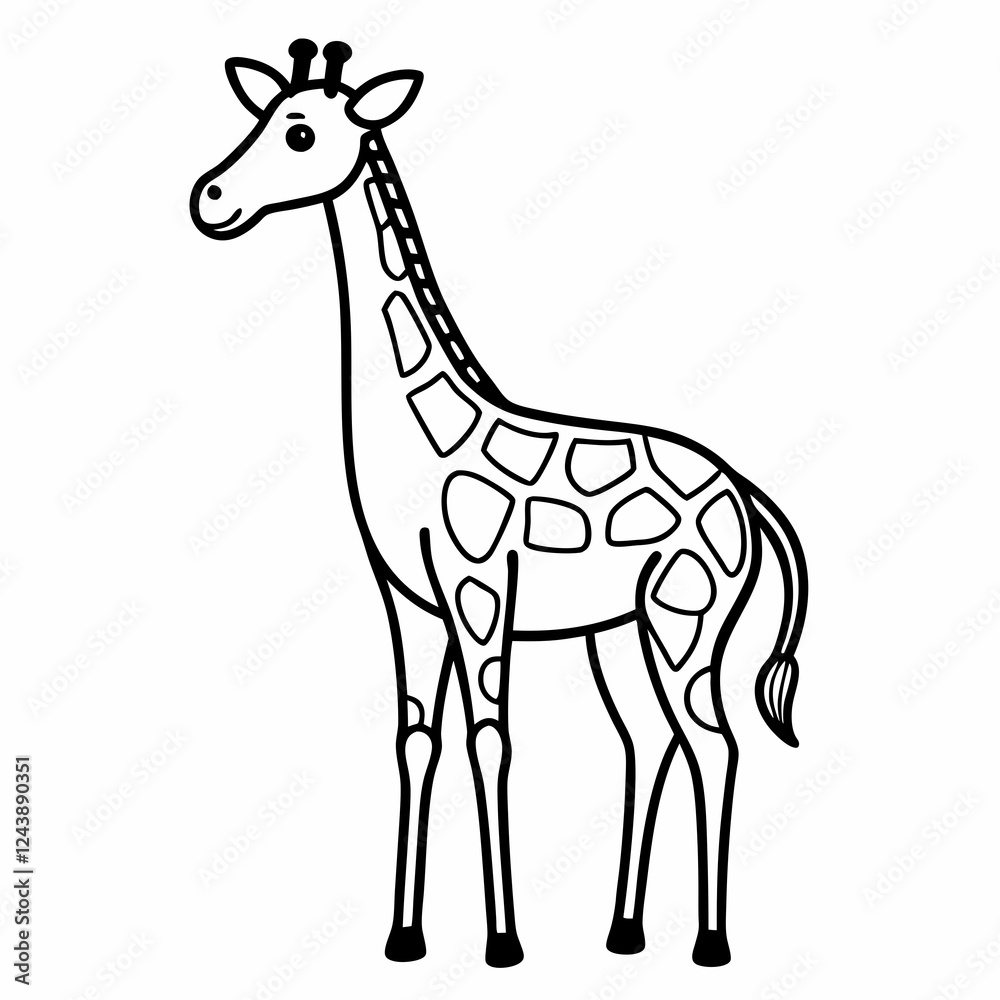 Simple a Giraffe line art vector design white background Simple a Giraffe line art vector design white background