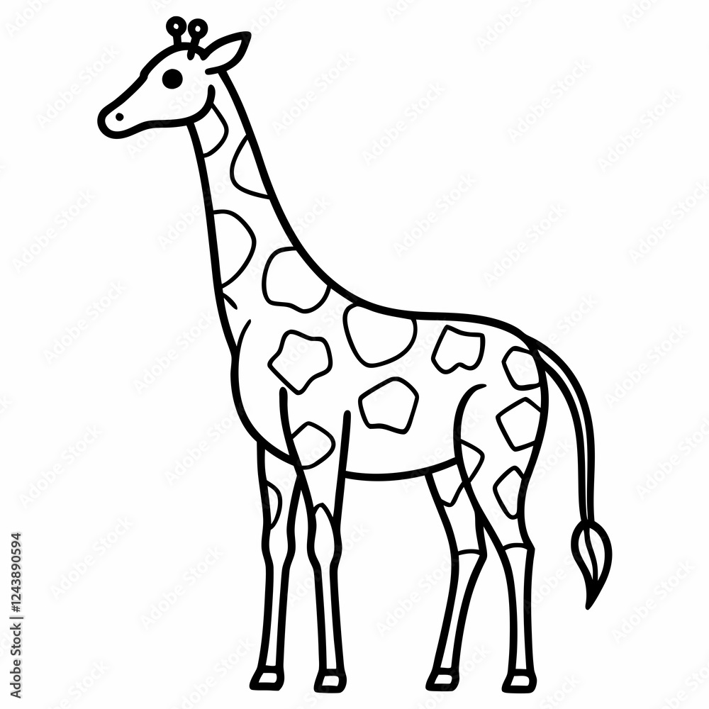 Simple a Giraffe line art vector design white background Simple a Giraffe line art vector design white background