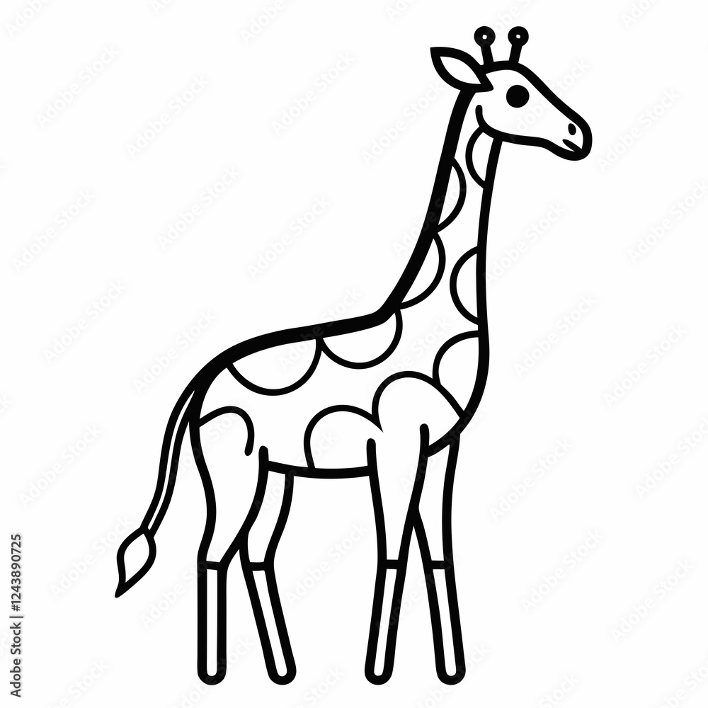 Simple a Giraffe line art vector design white background Simple a Giraffe line art vector design white background