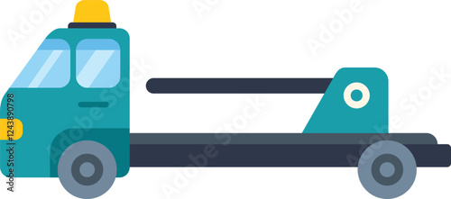 Simple colorful tow truck icon isolated on white background, representing roadside assistance and vehicle recovery services