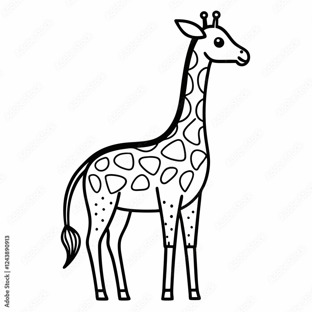 Naklejka premium Simple a Giraffe line art vector design white background