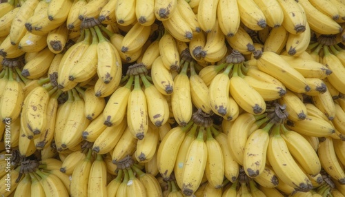 A pile of freshly harvested yellow bananas photo