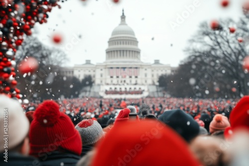 A presidential inauguration ceremony, with the elected leader taking an oath