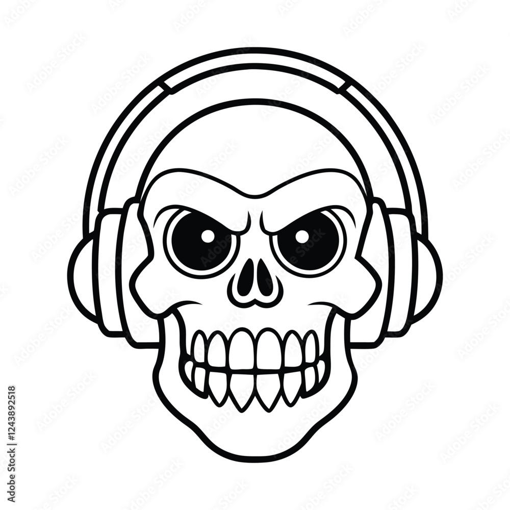 Fototapeta premium vector skull with headphones