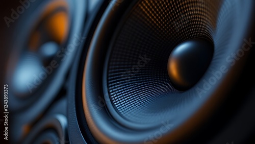 Close-up of sub woofers audio music bass speakers background wallpaper AI generated image