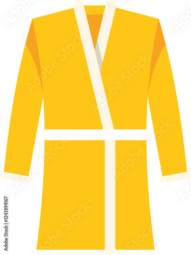 Yellow bathrobe presenting dressing gown concept for banner, website design or landing web page
