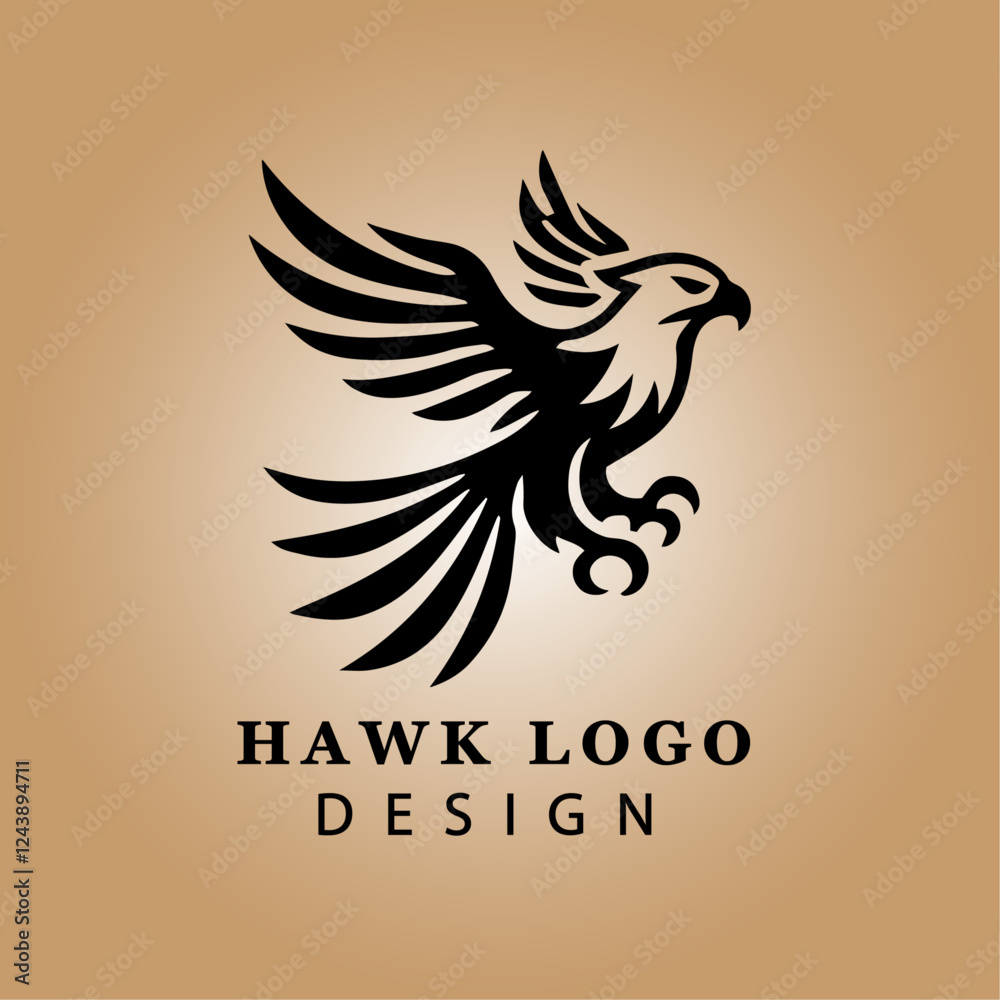 Obraz premium Elegant Black and White Hawk Logo Vector with Circular Background for Business Branding and Sports Team Emblem High-Resolution Design