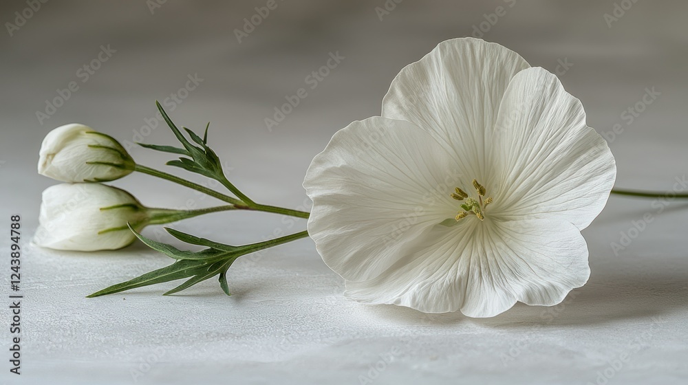 Naklejka premium Delicate white flower on textured surface