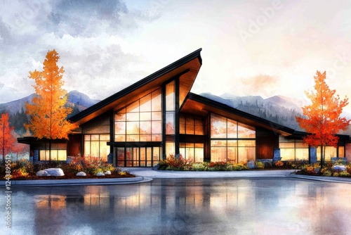 A soft watercolor painting of a peaceful retirement home funded by annuities