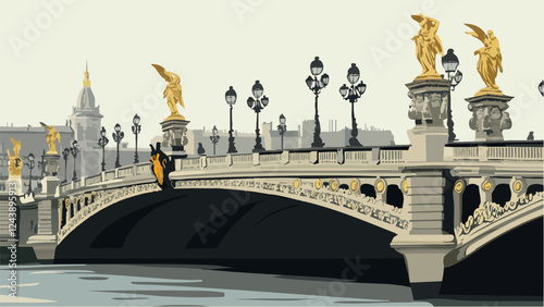 A Paris Landmark  The Grand Pont Alexandre III Bridge.eps