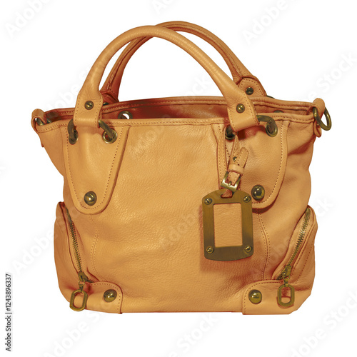 Cutout of an isolated luxurious leather handbag with the transparent png