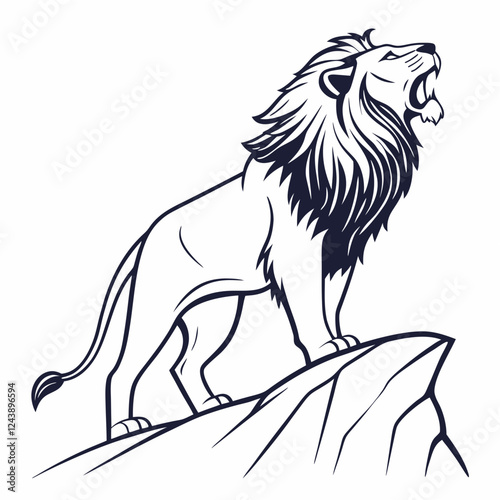 Simple a Lion line art vector design white background