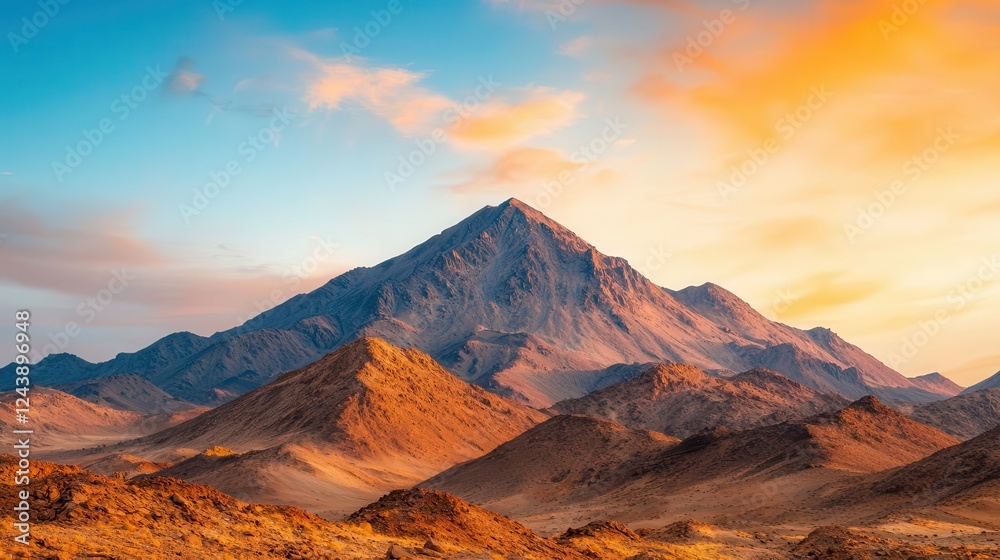 Fototapeta premium A highaltitude desert mountain landscape with rugged rock formations and unique geological textures