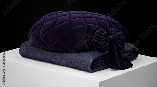 Luxurious Purple Quilted Blanket and Pillow Set with Bow