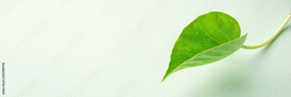 Obraz premium Single climbing wattle leaf with visible stem, white, stem, leaf