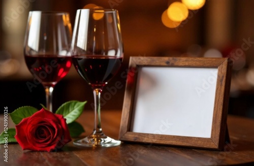 Wine glasses on table in restaurant