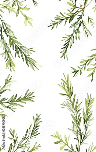 Wallpaper Mural Create a collection of clipart featuring fresh rosemary sprigs with thin needlelike leaves, isolated on a white background Torontodigital.ca