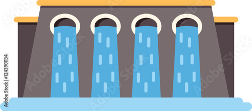 Hydroelectric power plant generating clean energy from water flowing through dam, renewable energy source, alternative energy generation